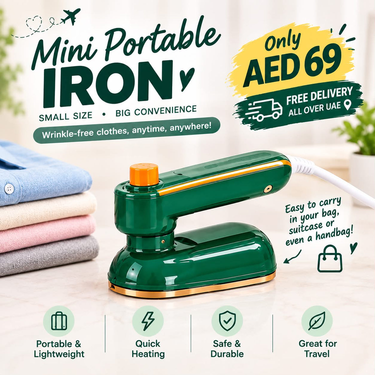 Smooth Clothes Anywhere — Your Mini Iron for Effortless, Wrinkle-Free Style
